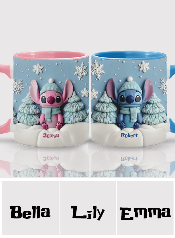 Personalized Christmas Accent Mug with Ohana Design for Couples Accent Mug GradoCreations