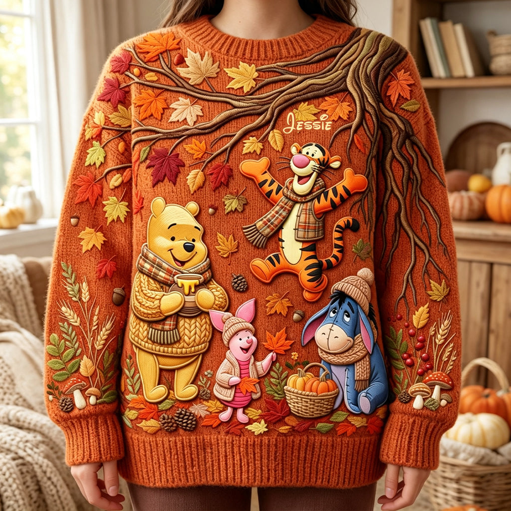Personalized Autumn Ugly Sweater with Movie Characters Gift for Her Ugly Sweater GradoCreations