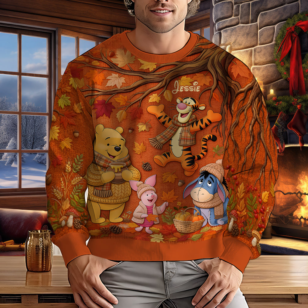 Personalized Autumn Ugly Sweater with Movie Characters Gift for Her Ugly Sweater GradoCreations