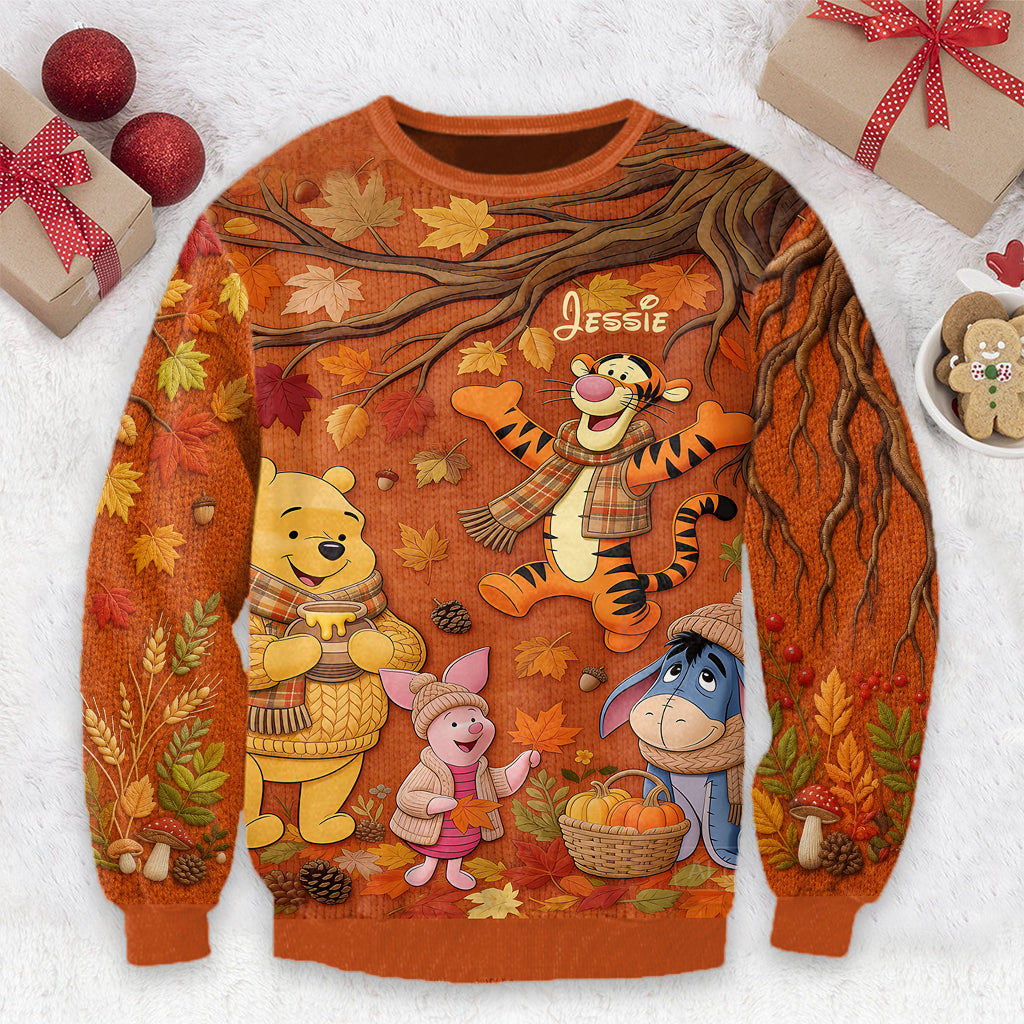 Personalized Autumn Ugly Sweater with Movie Characters Gift for Her Ugly Sweater GradoCreations