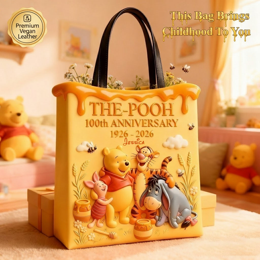 Personalized Winnie the Pooh Tote Bag for 100th Anniversary Gift Tote Bag GradoCreations