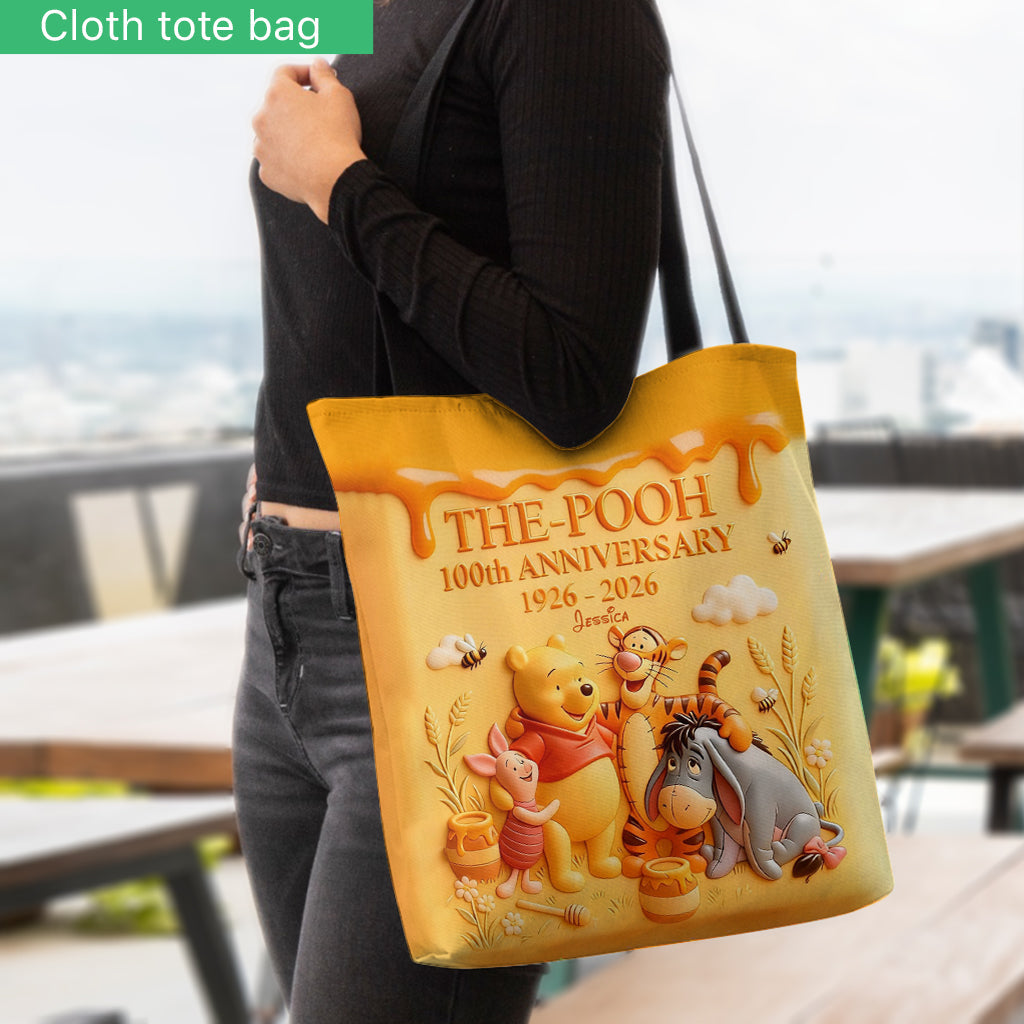 Personalized Winnie the Pooh Tote Bag for 100th Anniversary Gift Tote Bag GradoCreations