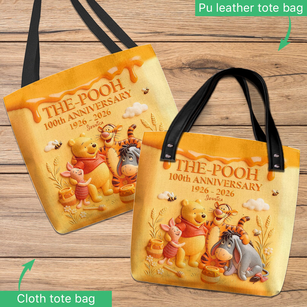 Personalized Winnie the Pooh Tote Bag for 100th Anniversary Gift Tote Bag GradoCreations