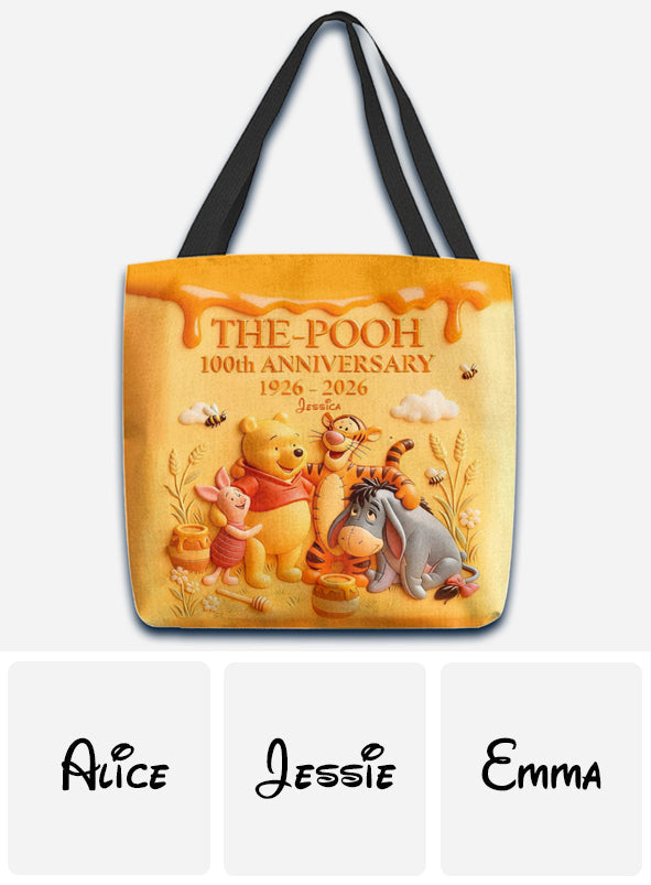 Personalized Winnie the Pooh Tote Bag for 100th Anniversary Gift Tote Bag GradoCreations