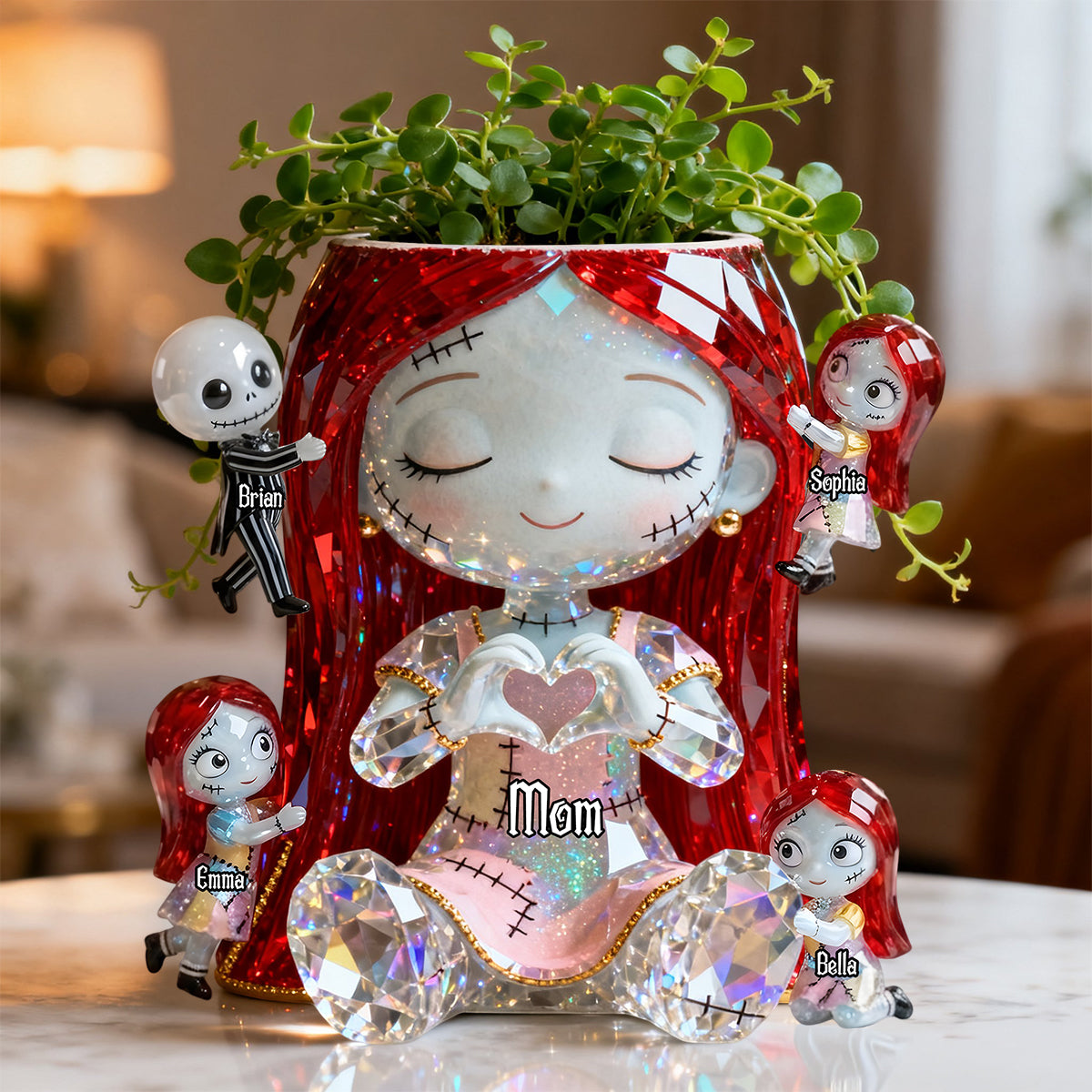Personalized Cute Mom Acrylic Pot with Custom Characters Gift Acrylic Pot GradoCreations