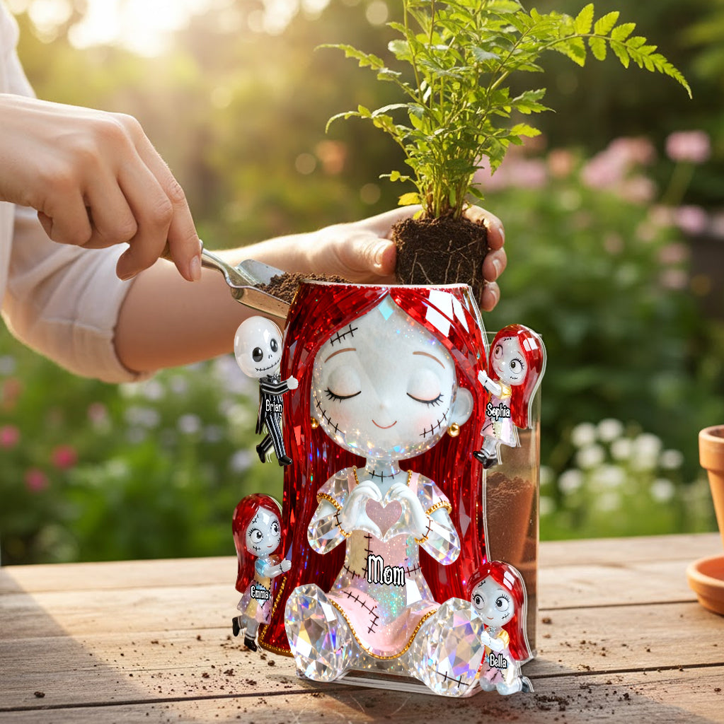 Personalized Cute Mom Acrylic Pot with Custom Characters Gift Acrylic Pot GradoCreations