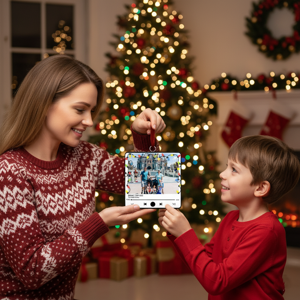 Personalized Music Player Ornament Custom Photo Gift for Christmas Music Player Ornament GradoCreations