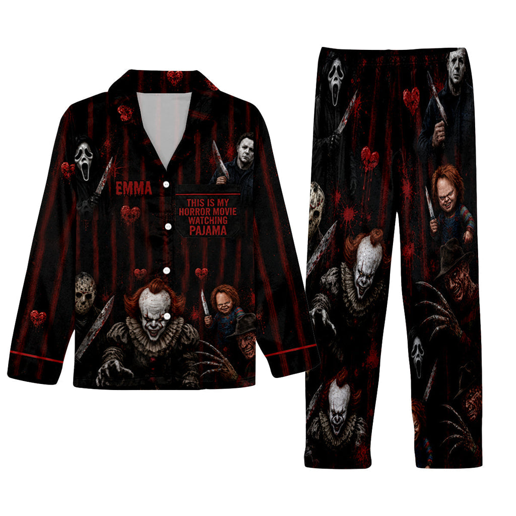 Personalized Horror Movie Pajama Set Custom Name Halloween Gift Pajama GradoCreations