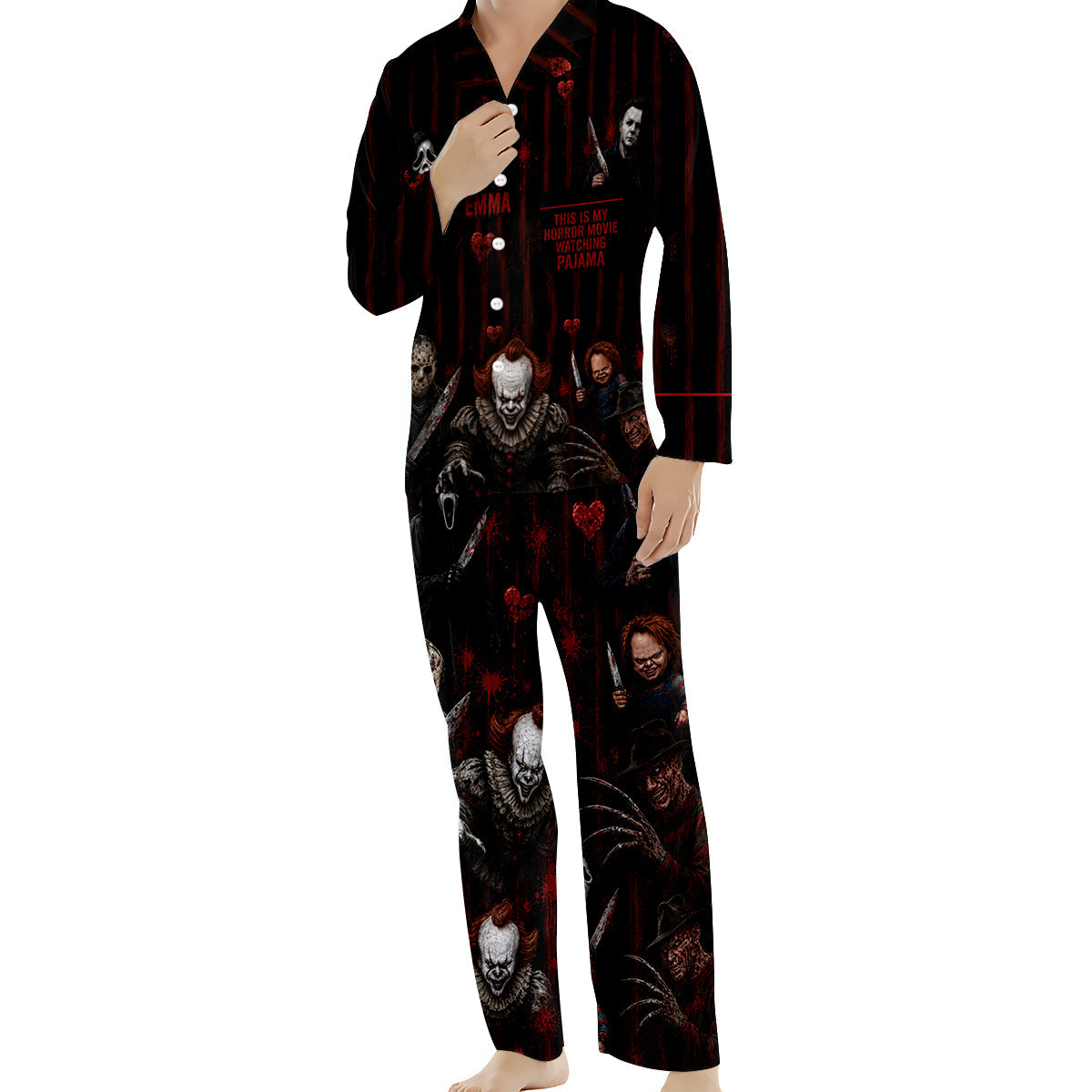 Personalized Horror Movie Pajama Set Custom Name Halloween Gift Pajama GradoCreations