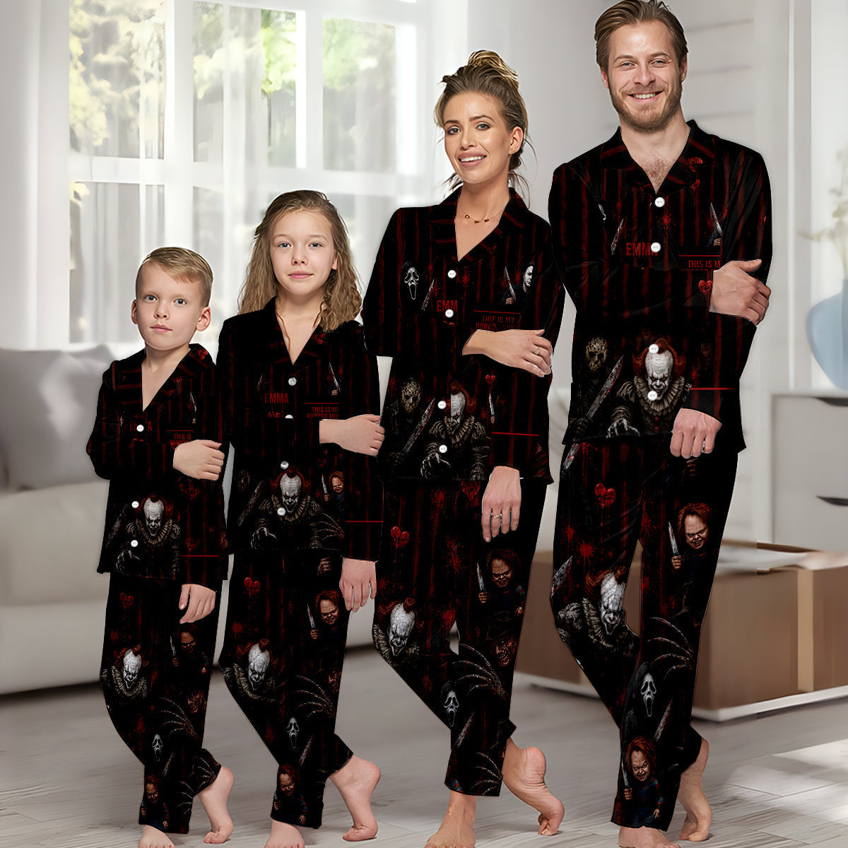 Personalized Horror Movie Pajama Set Custom Name Halloween Gift Pajama GradoCreations