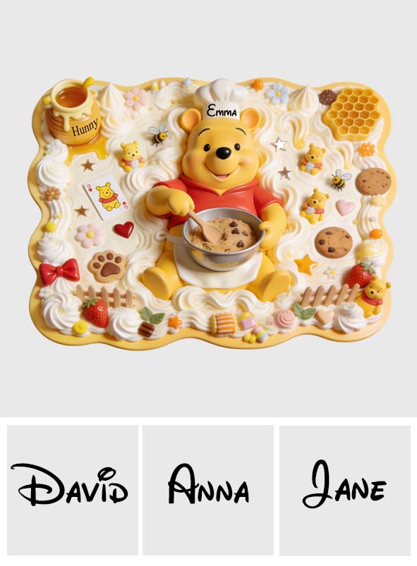 Personalized Yellow Bear Drying Mat Custom Name for Kitchen Drying Mat GradoCreations
