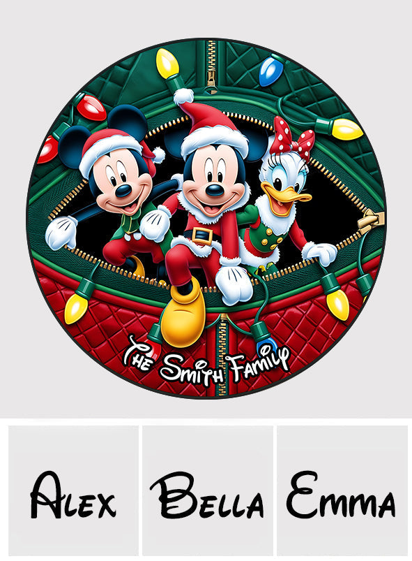 Personalized Disney Christmas Round Rug with Family Name Round Rug GradoCreations