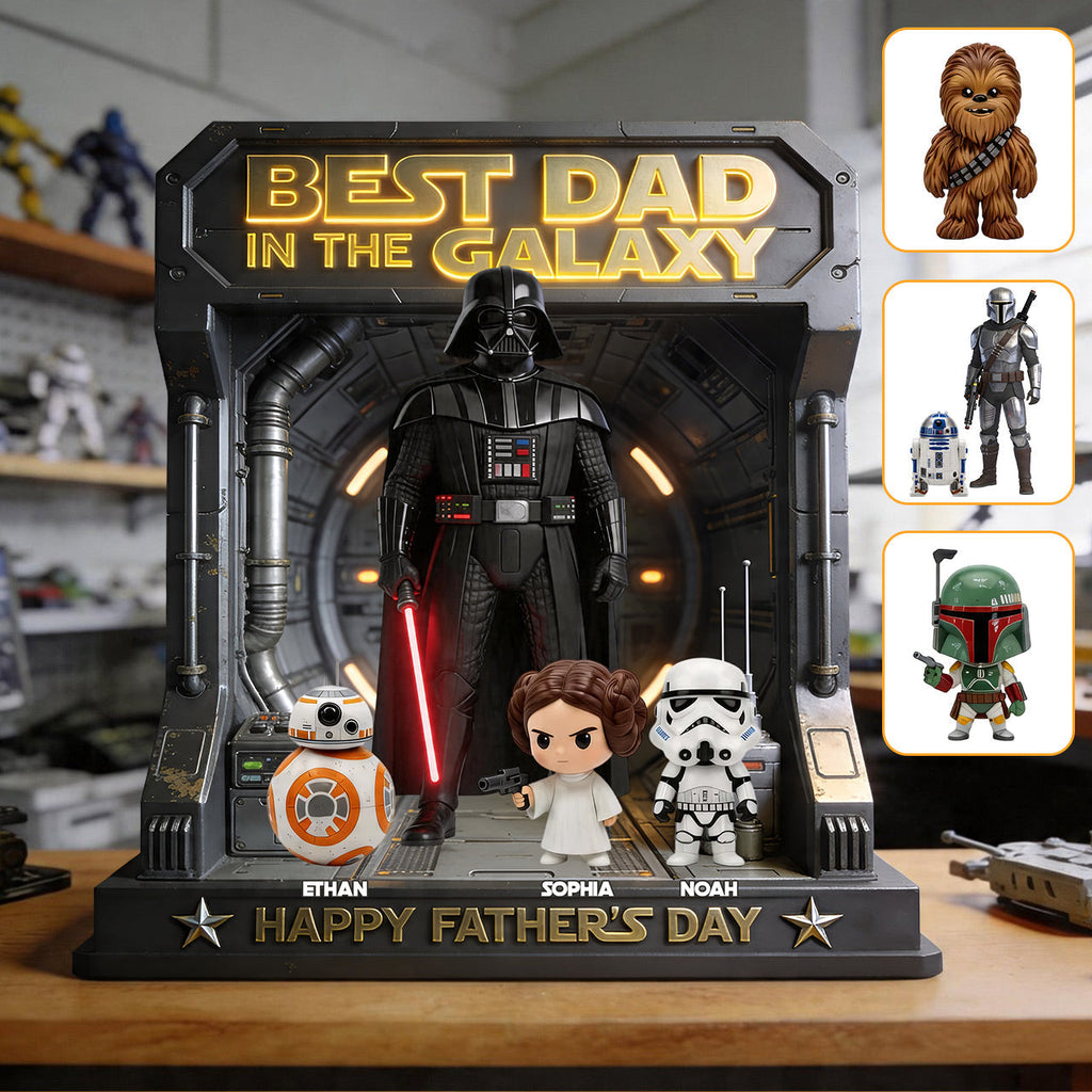 Personalized Best Dad In The Galaxy Acrylic Plaque Custom Gift Custom Shaped Acrylic Plaque GradoCreations