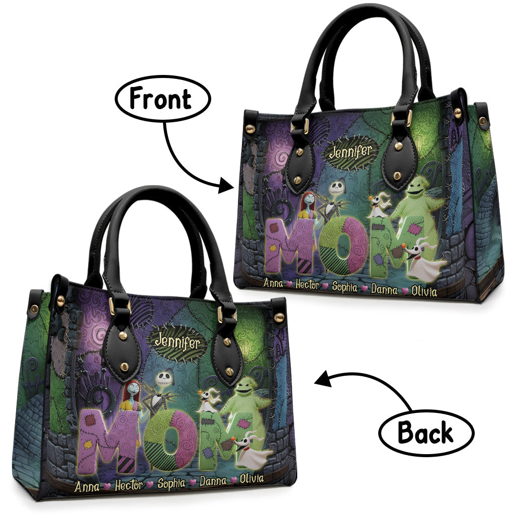 Personalized Nightmare Leather Handbag Custom Name Gift for Mom Leather Handbag GradoCreations