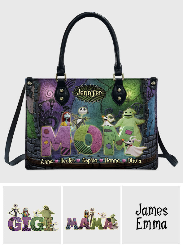 Personalized Nightmare Leather Handbag Custom Name Gift for Mom Leather Handbag GradoCreations