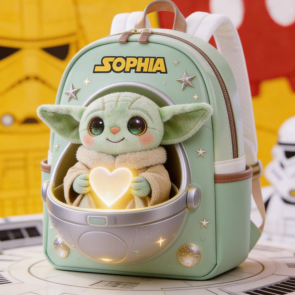 Personalized Baby Yoda Leather Patch Backpack for Kids Changeable Leather Patch Backpack GradoCreations