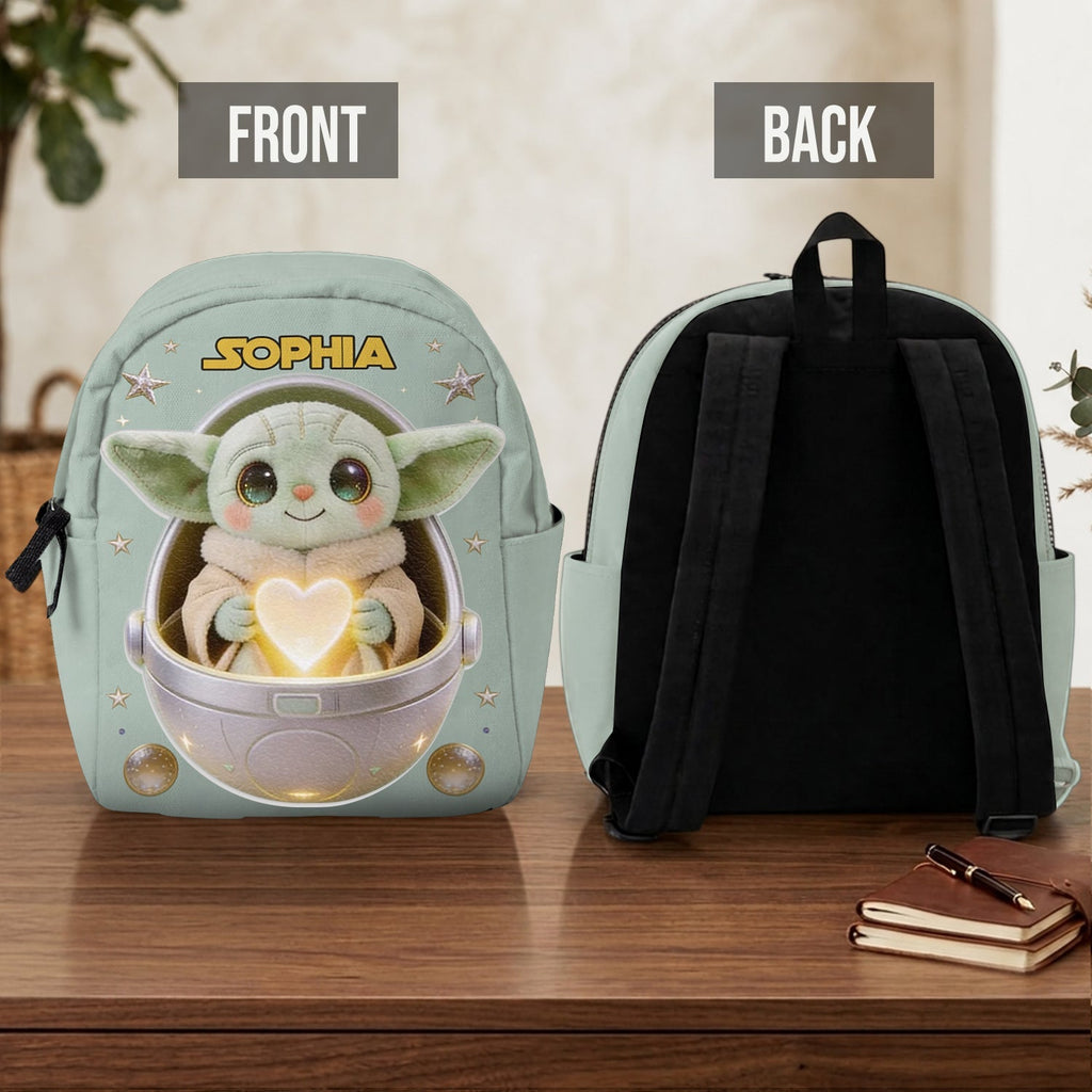 Personalized Baby Yoda Leather Patch Backpack for Kids Changeable Leather Patch Backpack GradoCreations