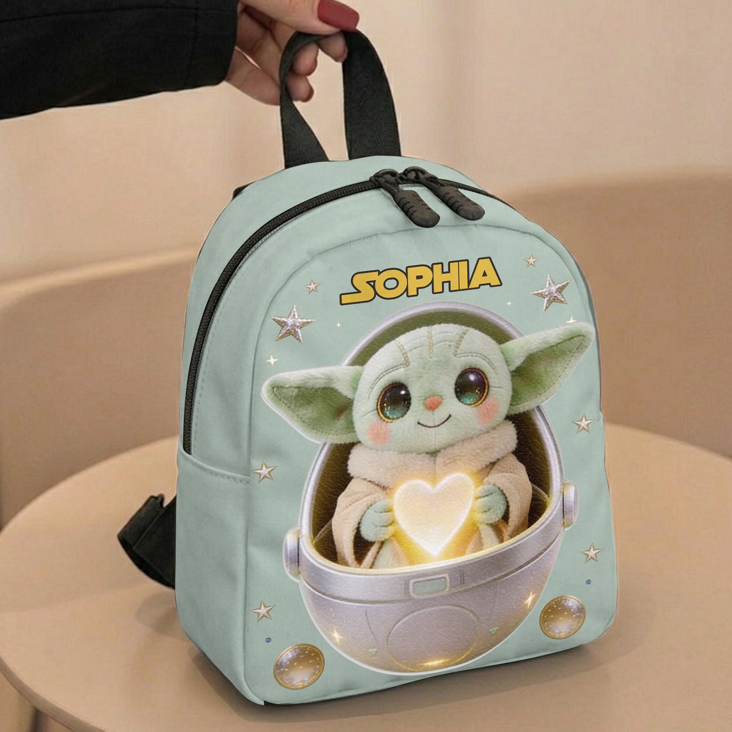 Personalized Baby Yoda Leather Patch Backpack for Kids Changeable Leather Patch Backpack GradoCreations