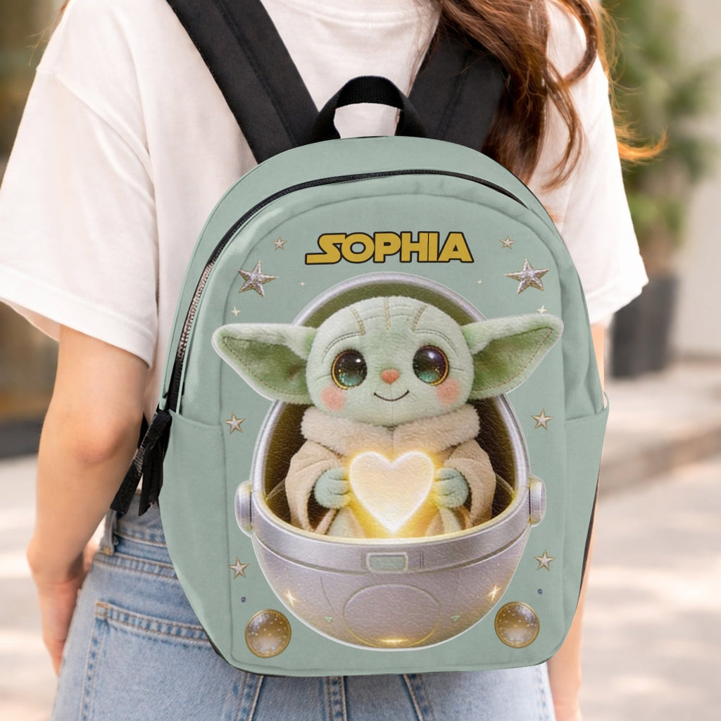 Personalized Baby Yoda Leather Patch Backpack for Kids Changeable Leather Patch Backpack GradoCreations