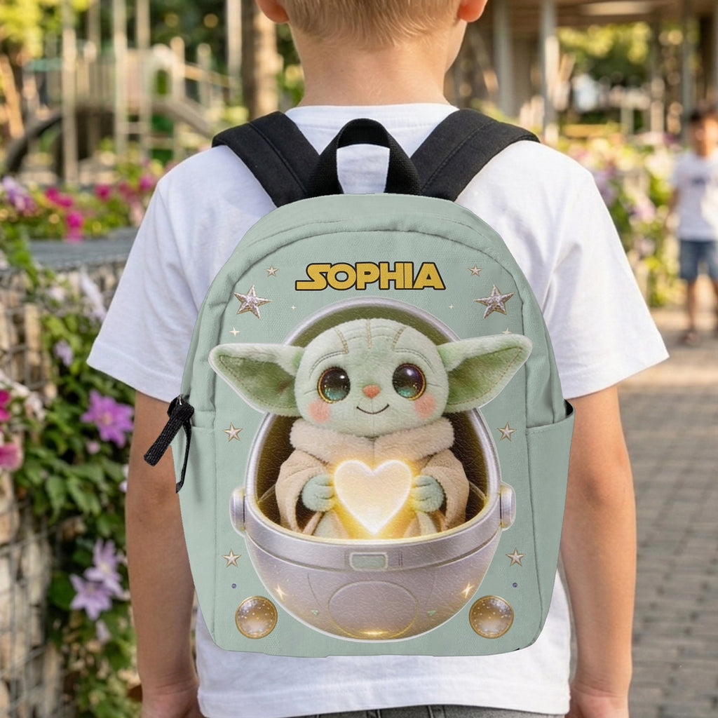Personalized Baby Yoda Leather Patch Backpack for Kids Changeable Leather Patch Backpack GradoCreations