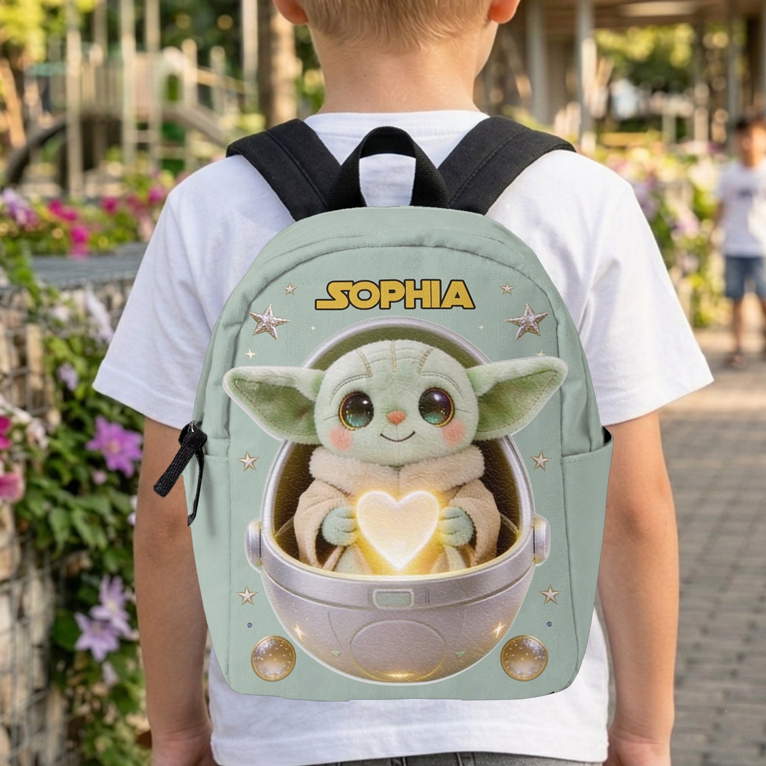 Personalized Baby Yoda Leather Patch Backpack for Kids Changeable Leather Patch Backpack GradoCreations