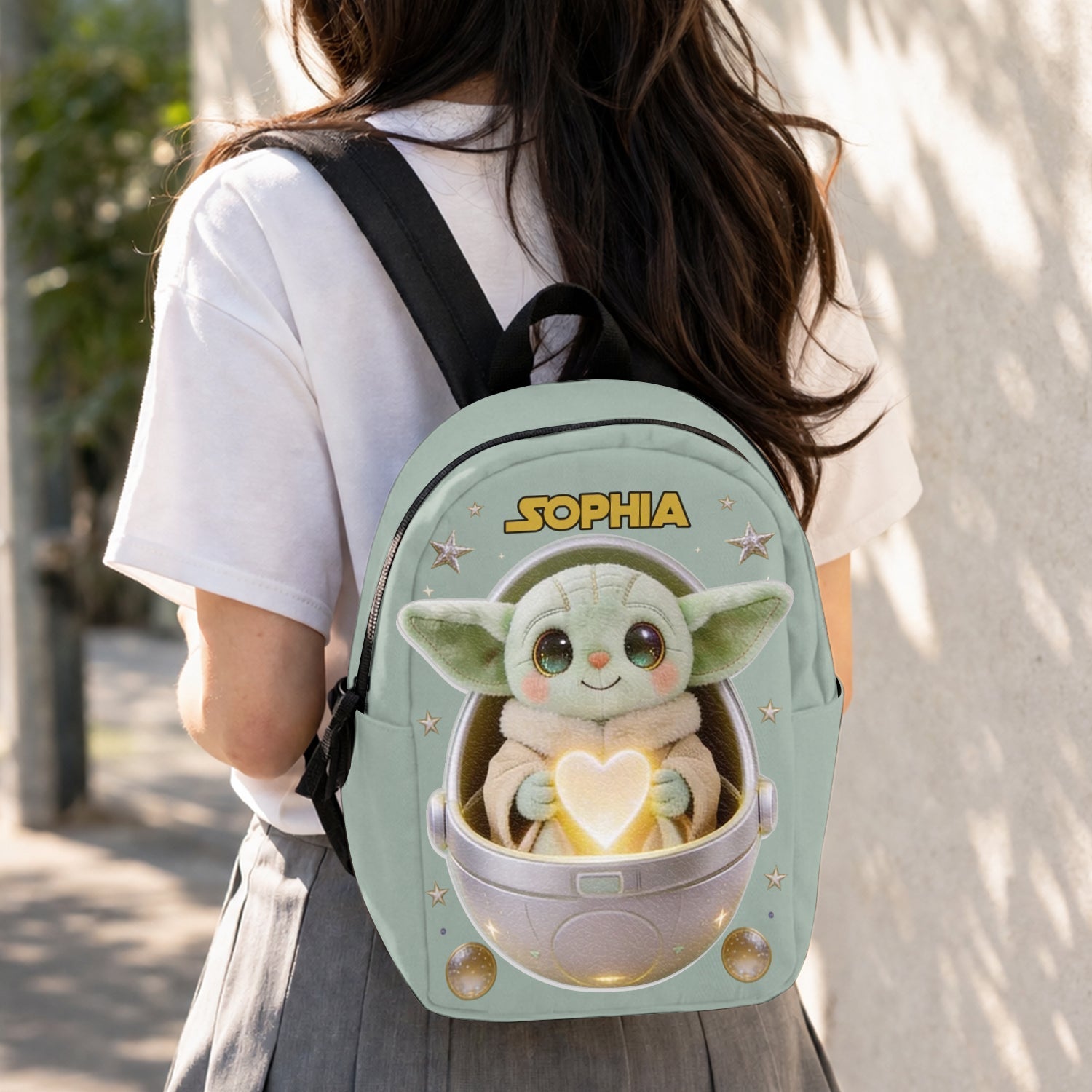 Personalized Baby Yoda Leather Patch Backpack for Kids Changeable Leather Patch Backpack GradoCreations