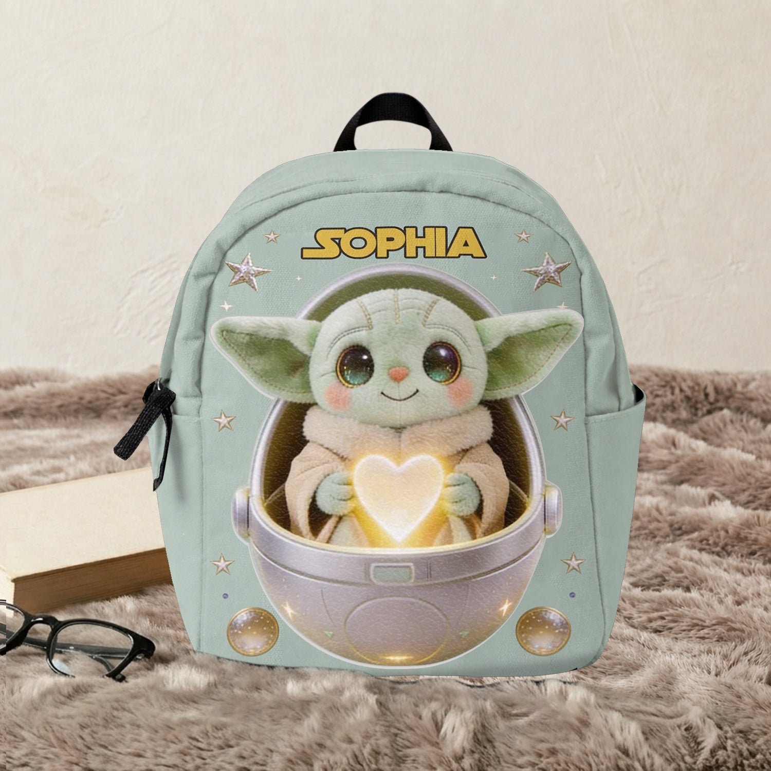 Personalized Baby Yoda Leather Patch Backpack for Kids Changeable Leather Patch Backpack GradoCreations