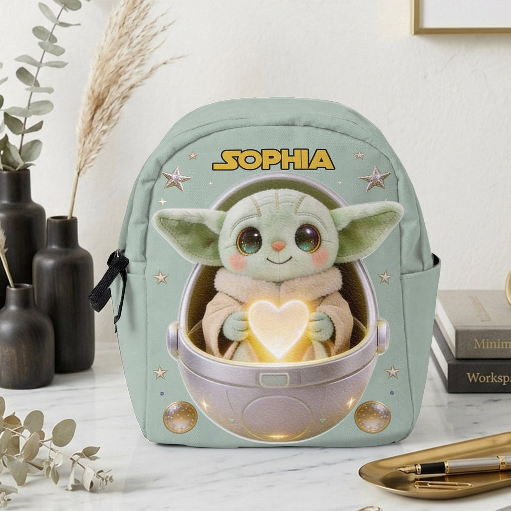 Personalized Baby Yoda Leather Patch Backpack for Kids Changeable Leather Patch Backpack GradoCreations