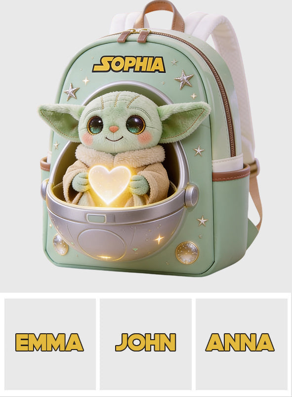 Personalized Baby Yoda Leather Patch Backpack for Kids Changeable Leather Patch Backpack GradoCreations