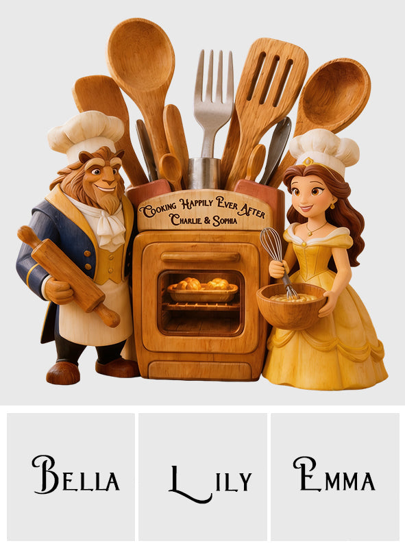 Personalized Beauty and the Beast Wooden Desk Organizer Gift for Couples Wooden Pen Holder GradoCreations