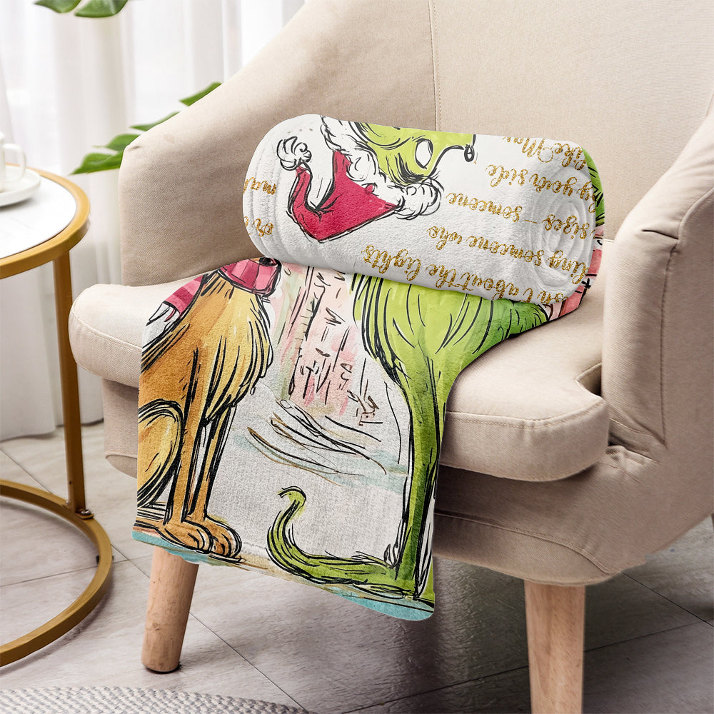 Personalized Grinch Christmas Blanket Custom Name Gift Blanket GradoCreations