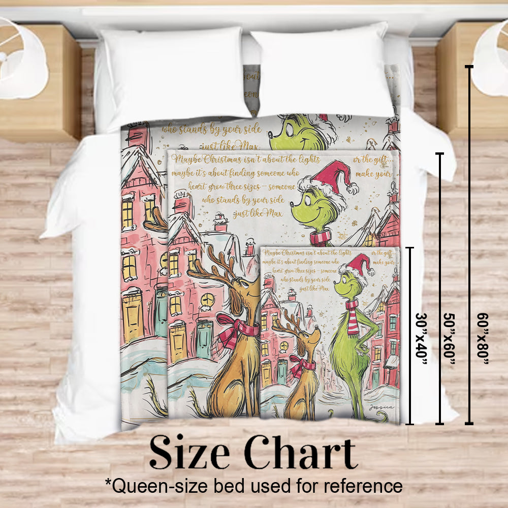 Personalized Grinch Christmas Blanket Custom Name Gift Blanket GradoCreations