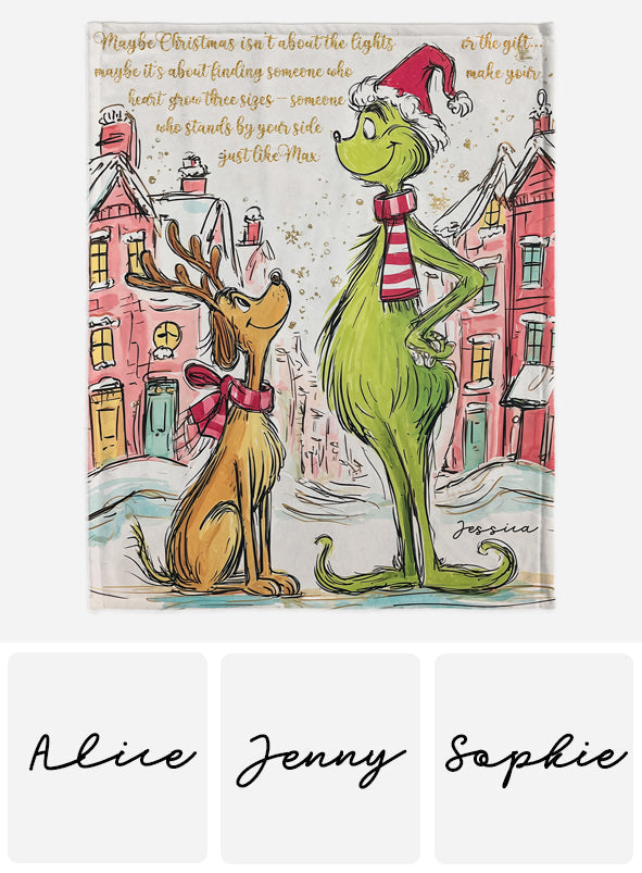 Personalized Grinch Christmas Blanket Custom Name Gift Blanket GradoCreations