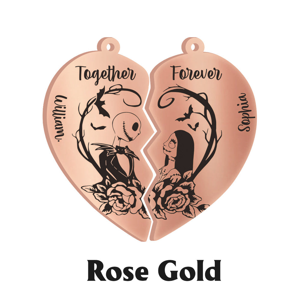 Personalized Matching Pendant Necklace for Couples - Heart Charm Gift Matching Pendant Necklace GradoCreations