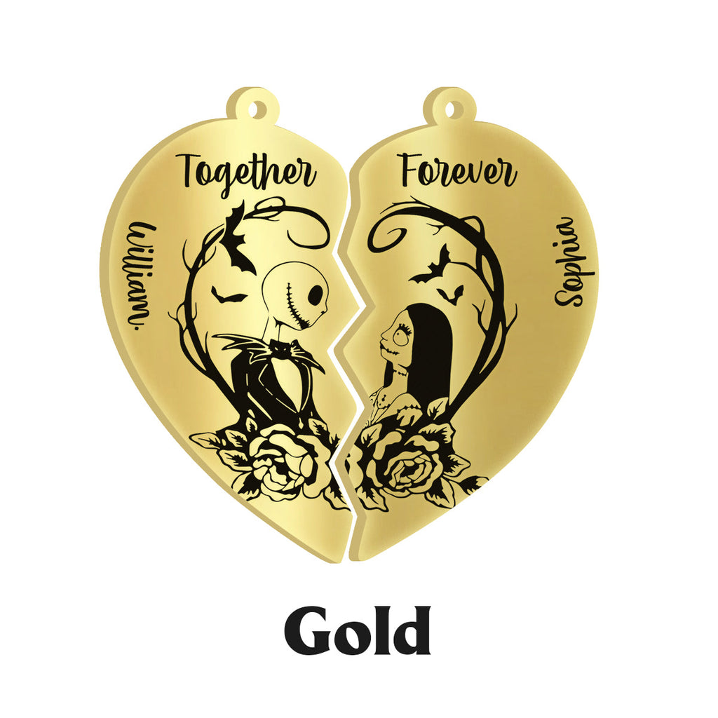 Personalized Matching Pendant Necklace for Couples - Heart Charm Gift Matching Pendant Necklace GradoCreations