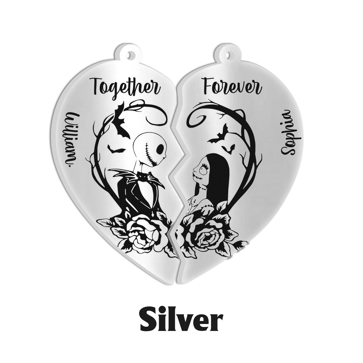 Personalized Matching Pendant Necklace for Couples - Heart Charm Gift Matching Pendant Necklace GradoCreations