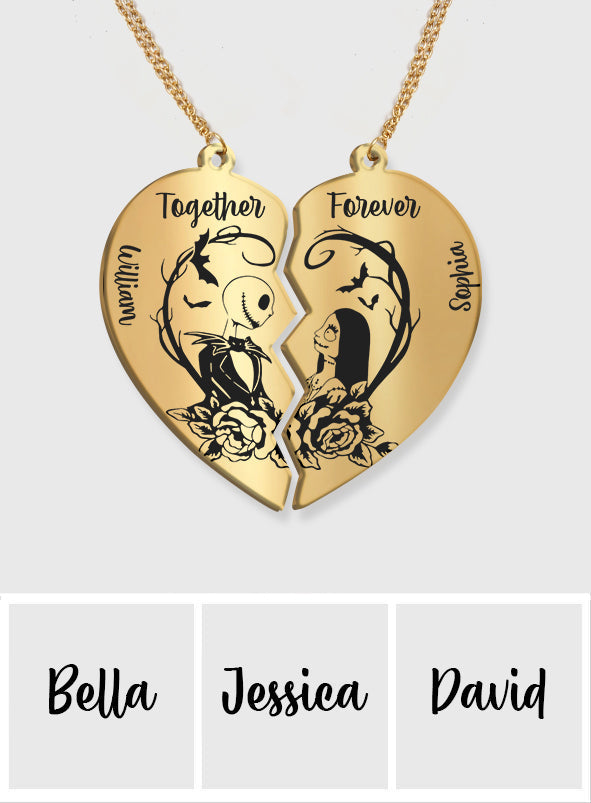 Personalized Matching Pendant Necklace for Couples - Heart Charm Gift Matching Pendant Necklace GradoCreations