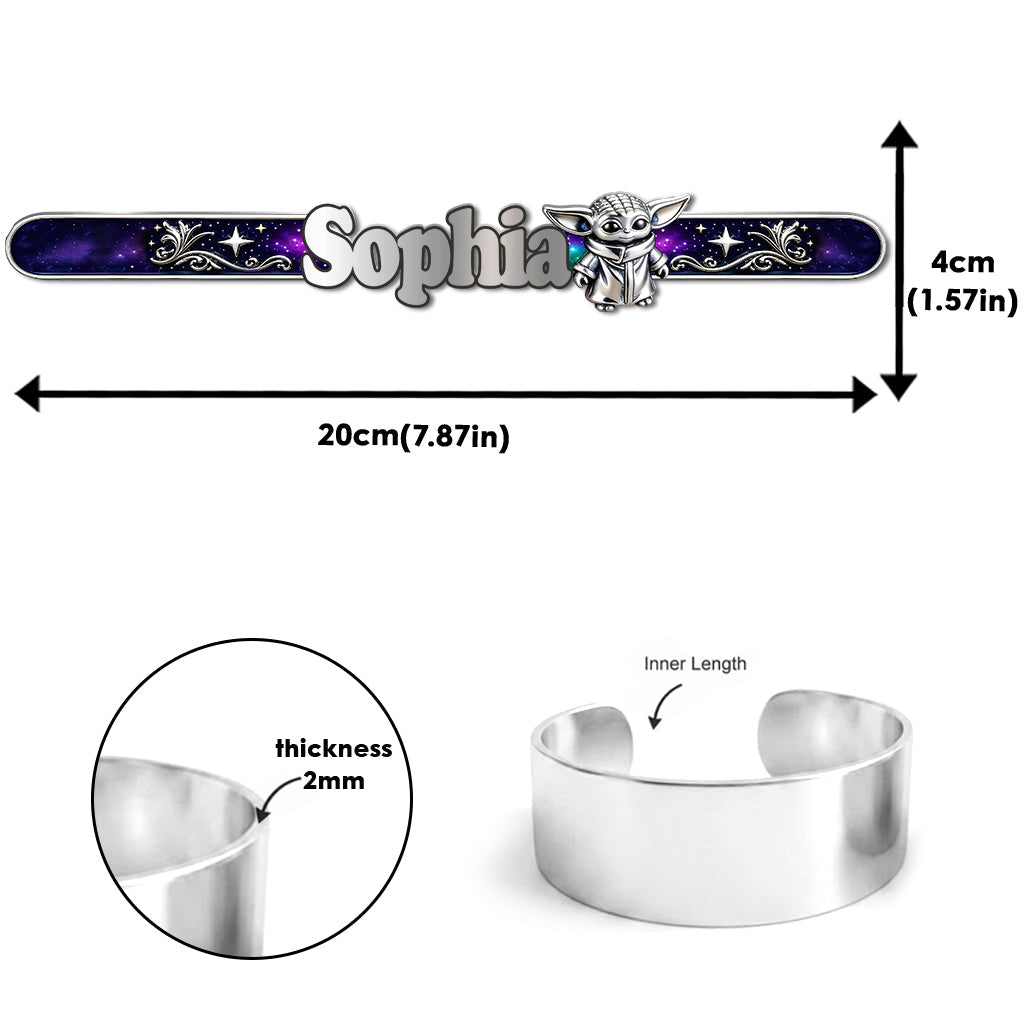 Personalized The Force Shaped Cuff Bracelet Custom Name Gift Shaped Cuff Bracelet GradoCreations