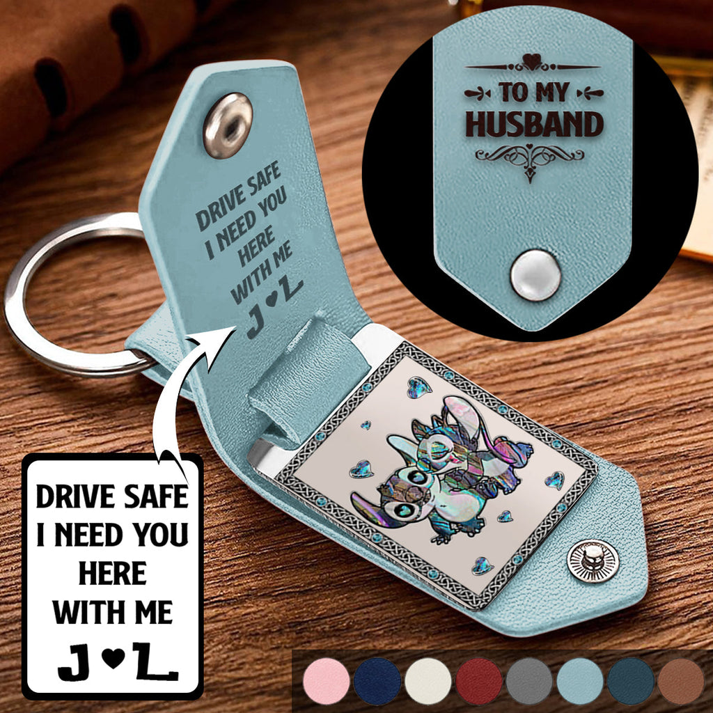 Personalized Ohana Leather Photo Keychain Gift for Couple Leather Photo Keychain GradoCreations