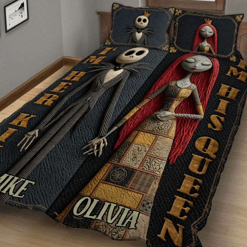 Personalized Nightmare Quilt Set Custom Name Gift for Couples Quilt Set GradoCreations