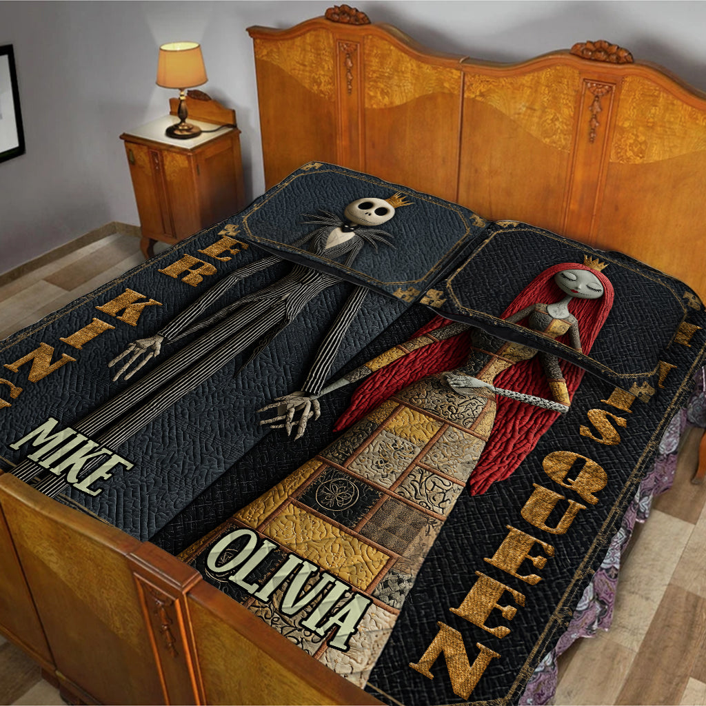 Personalized Nightmare Quilt Set Custom Name Gift for Couples Quilt Set GradoCreations