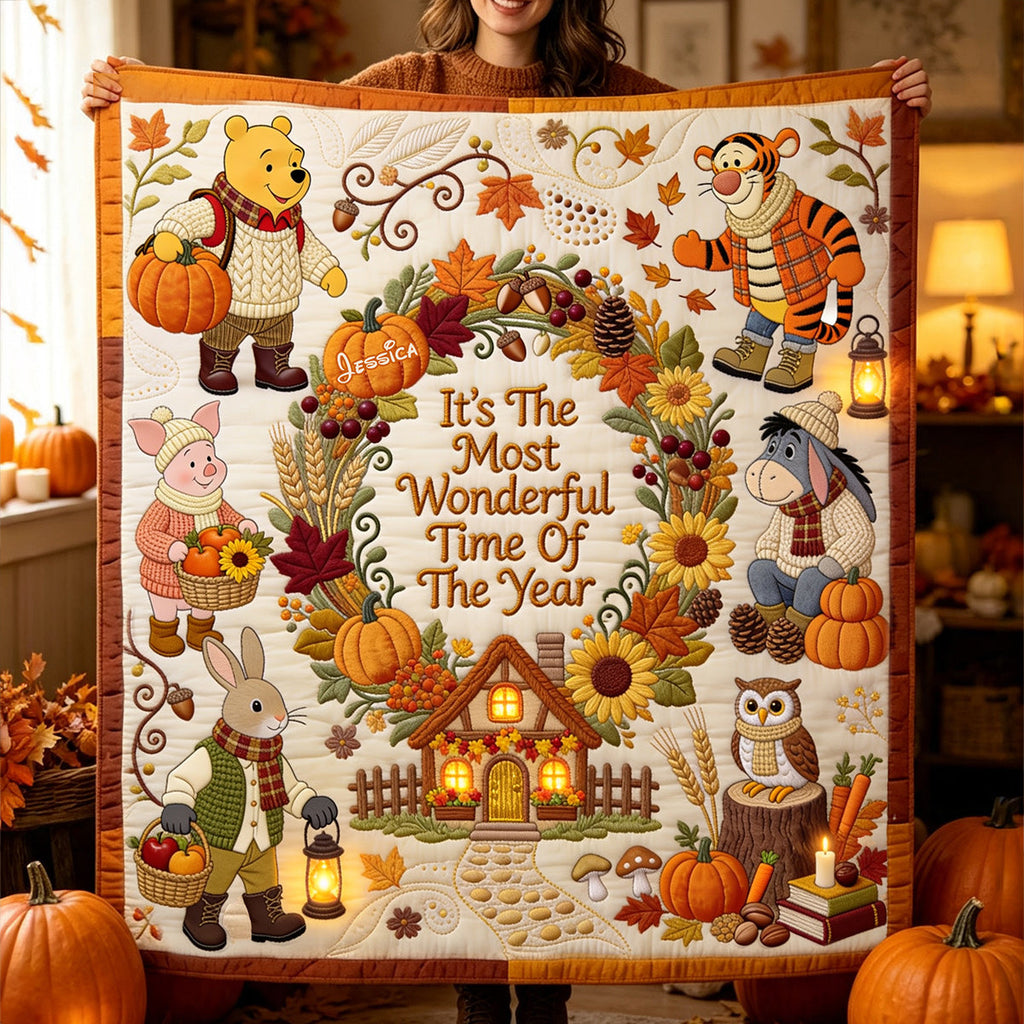 Personalized Flannel Bear Blanket Custom Name Fall Decor Gift Blanket GradoCreations