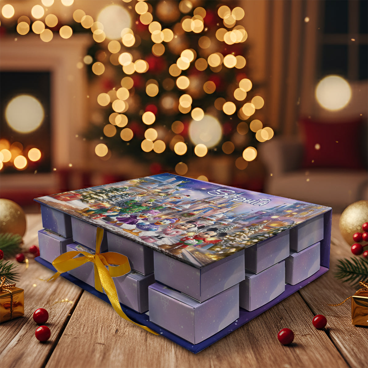Personalized Folded Advent Calendar with Acrylic Ornaments for Kids Folded Advent Calendar With Ornaments GradoCreations