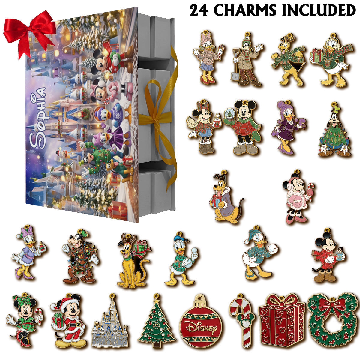 Personalized Folded Advent Calendar with Acrylic Ornaments for Kids Folded Advent Calendar With Ornaments GradoCreations