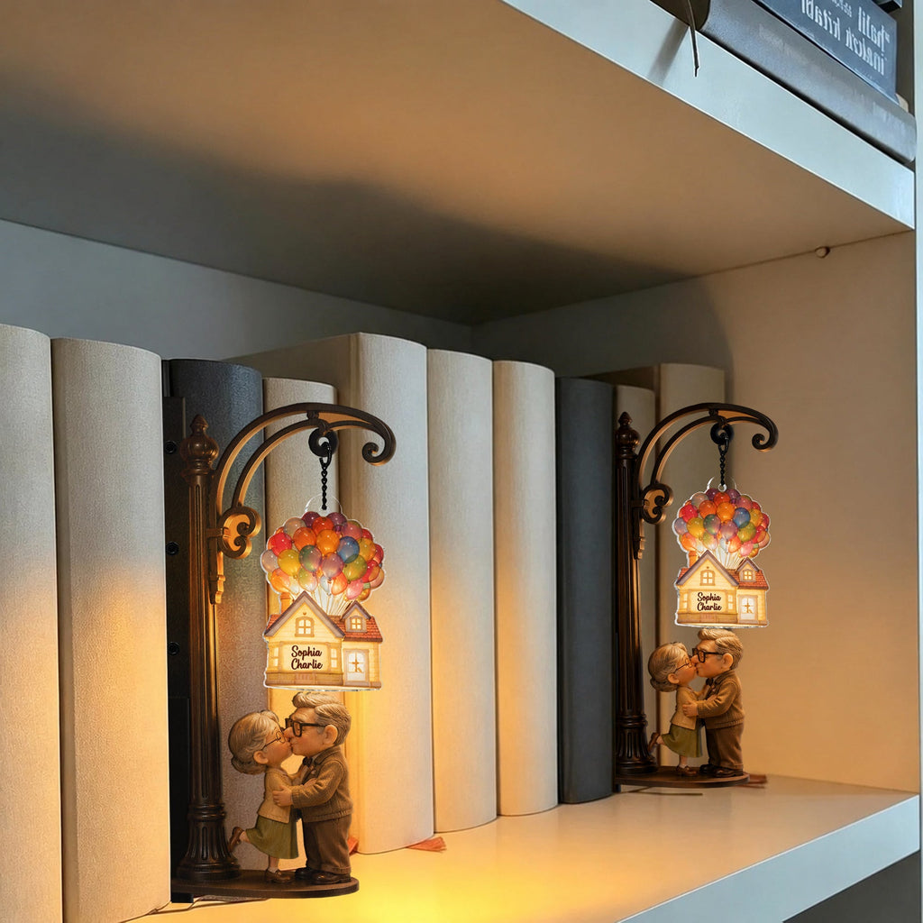 Personalized Up Movie Bookshelf Lamp Custom Name Gift for Couples Bookshelf Lamp GradoCreations