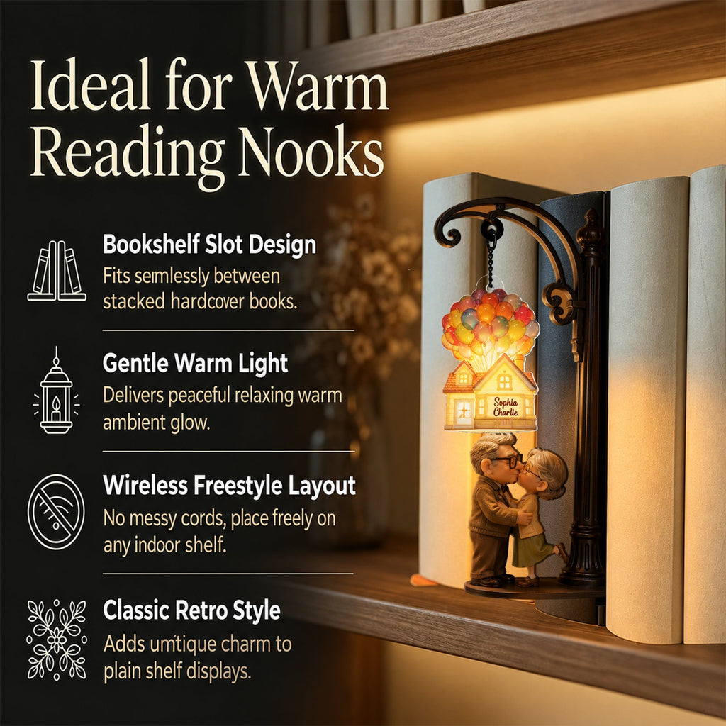 Personalized Up Movie Bookshelf Lamp Custom Name Gift for Couples Bookshelf Lamp GradoCreations