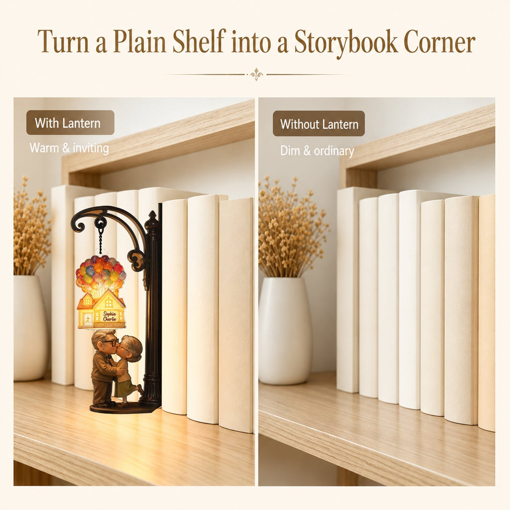 Personalized Up Movie Bookshelf Lamp Custom Name Gift for Couples Bookshelf Lamp GradoCreations