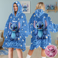 Personalized Stitch Blanket Hoodie Custom Name Soft Gift for Kids Blanket Hoodie GradoCreations