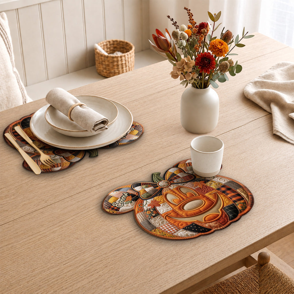 Personalized Pumpkin Shape Placemat Custom Name Halloween Decor Custom Shape Placemat GradoCreations