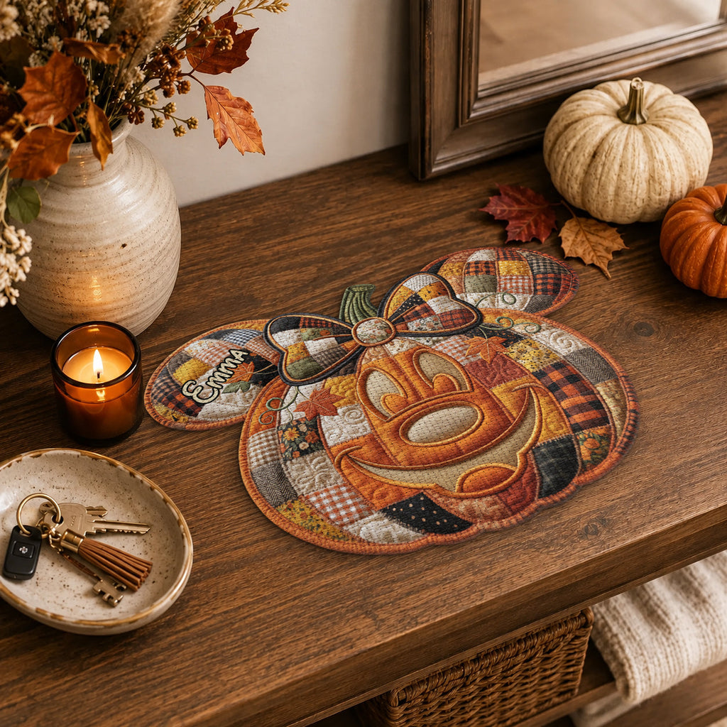 Personalized Pumpkin Shape Placemat Custom Name Halloween Decor Custom Shape Placemat GradoCreations